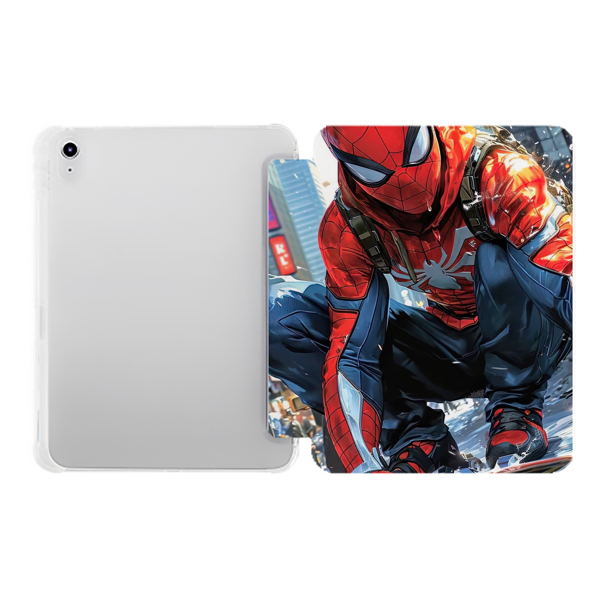 （画像用） Spider Man スパイダーマン IPad ケース ペン収納付き 三つ折りスタンド PUレザー×シリコン 対応機種9.5/10.5/10.9インチ